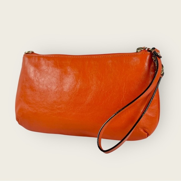 Coach Large Orange Ashley Leather Wristlet - Picture 4 of 10